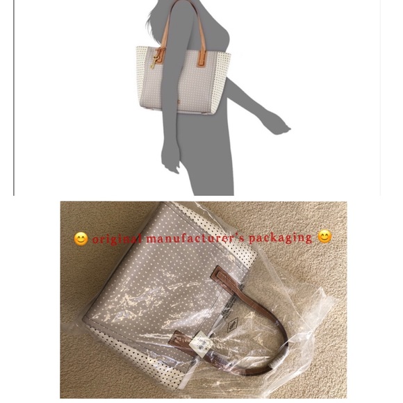 ❤️ Fossil Grey / White shoulder bag / tote NWT - Picture 8 of 8